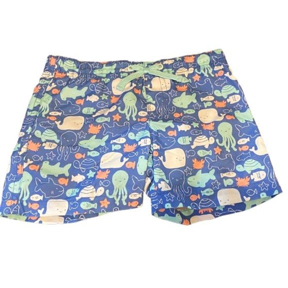 Baby Boy's Swim Trunks Shorts 6-12 Months Gymboree w/ Liner Blue w/ Fish